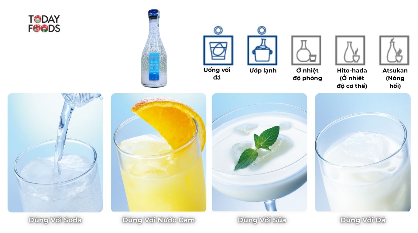 Cách Dùng Phù Hợp Rượu Sake Kikusui Perfect Snow 21% 300ML