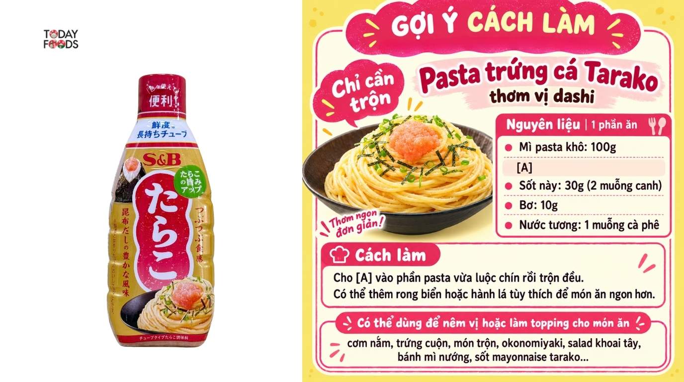 Cách làm Tarako Pasta theo hướng dẫn trên bao bì