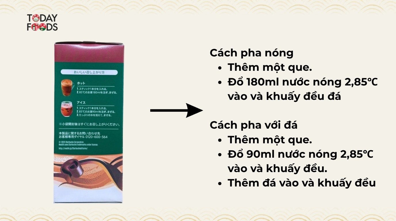 Cách pha Cà phê Starbucks Premium Mixes Caffe Mocha 88G (6x4)