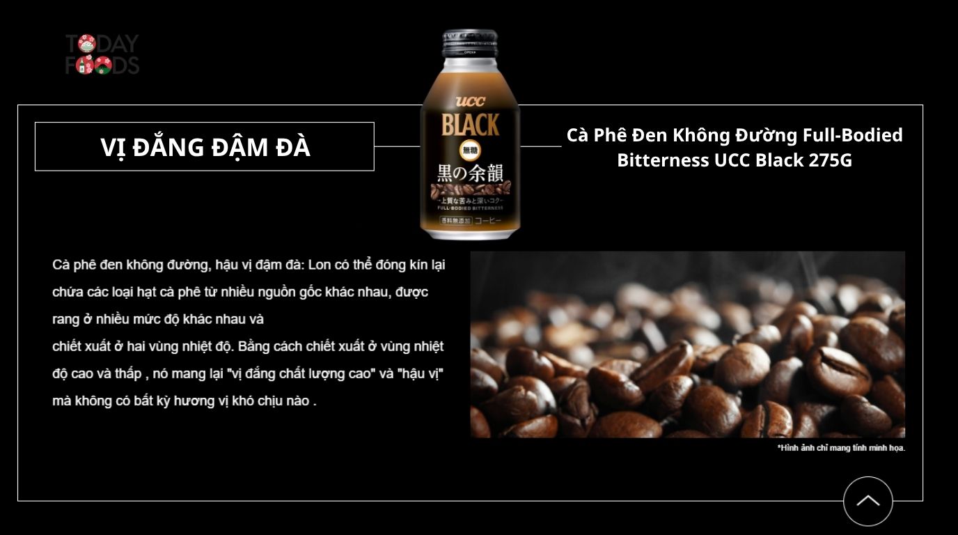 Hương vị Cà Phê Đen Không Đường Full-Bodied Bitterness UCC Black 275G