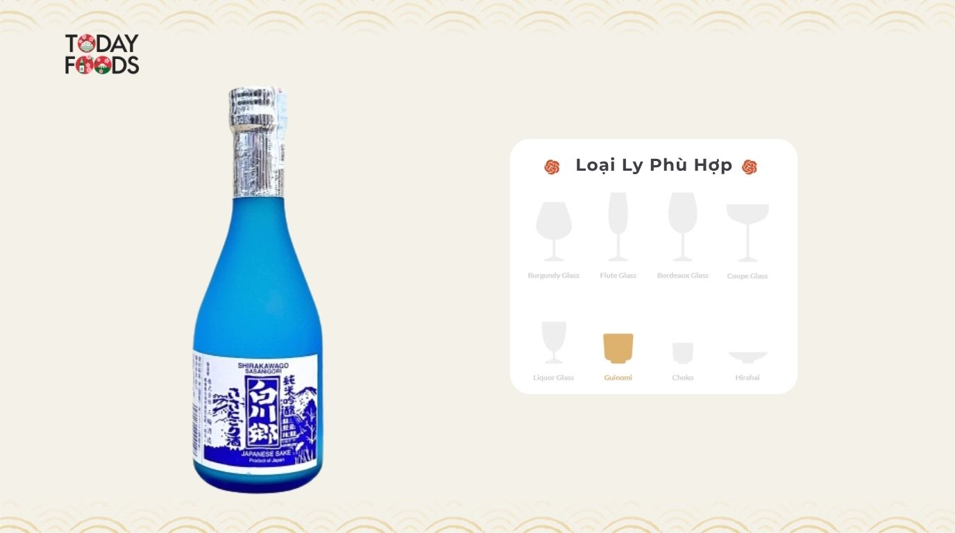 Loại Ly Phù Hợp Để Uống Rượu Sake Junmaiginjo Shirakawago Sasanigori 15% 300ML