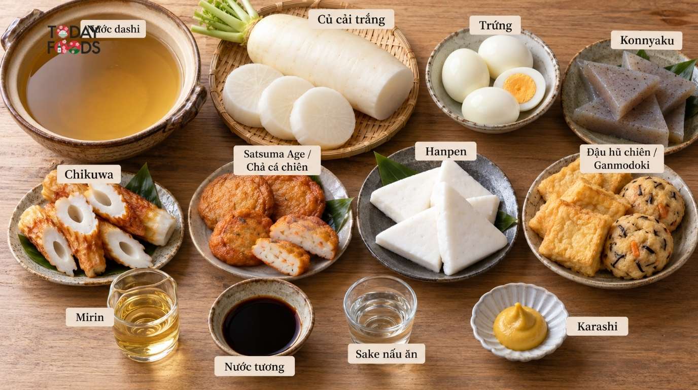 Nguyên liệu tham khảo cho món lẩu Oden
