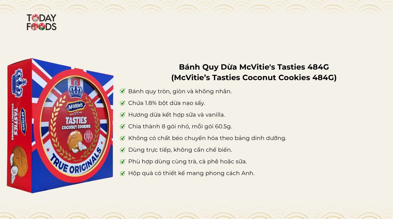 Ưu Điểm Bánh Quy Dừa McVitie's Tasties 484G