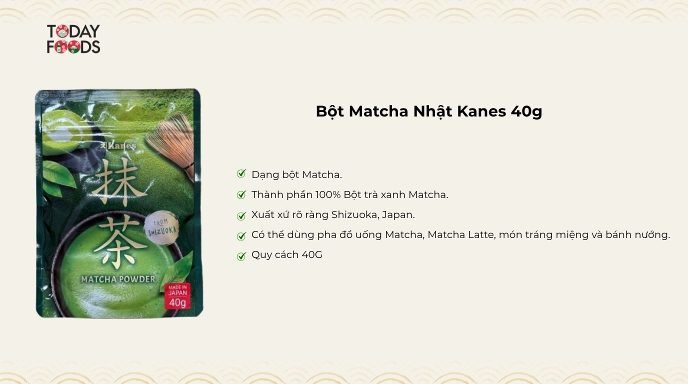 Ưu điểm Bột Matcha Nhật Kanes 40g