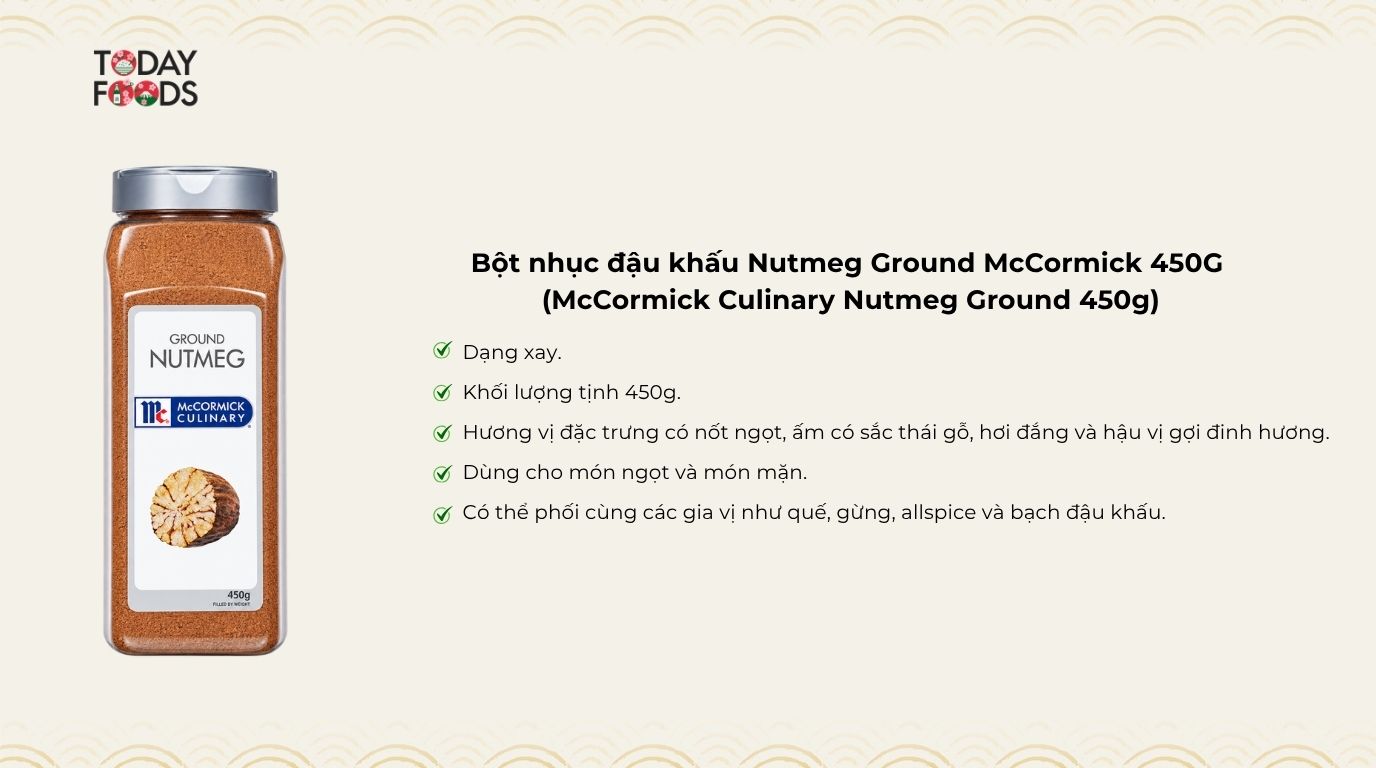 Ưu Điểm Bột nhục đậu khấu Nutmeg Ground McCormick 450G