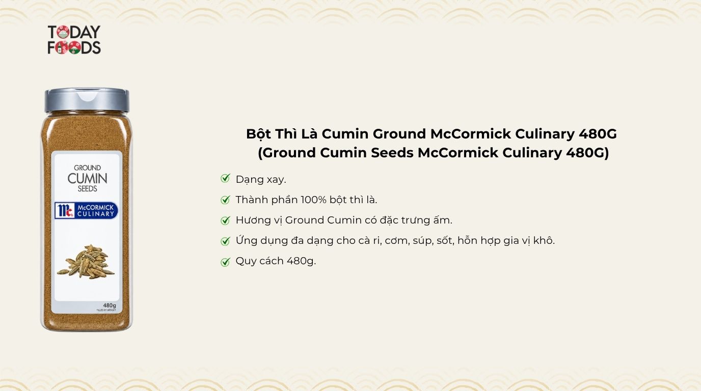 Ưu Điểm Bột Thì Là Cumin Ground McCormick Culinary 480G