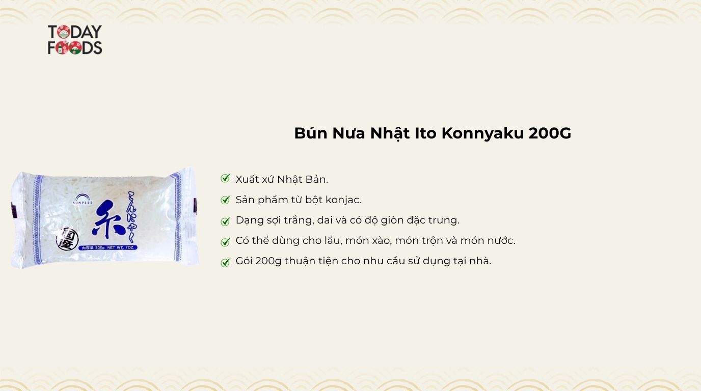 Ưu điểm Bún Nưa Nhật Ito Konnyaku 200G