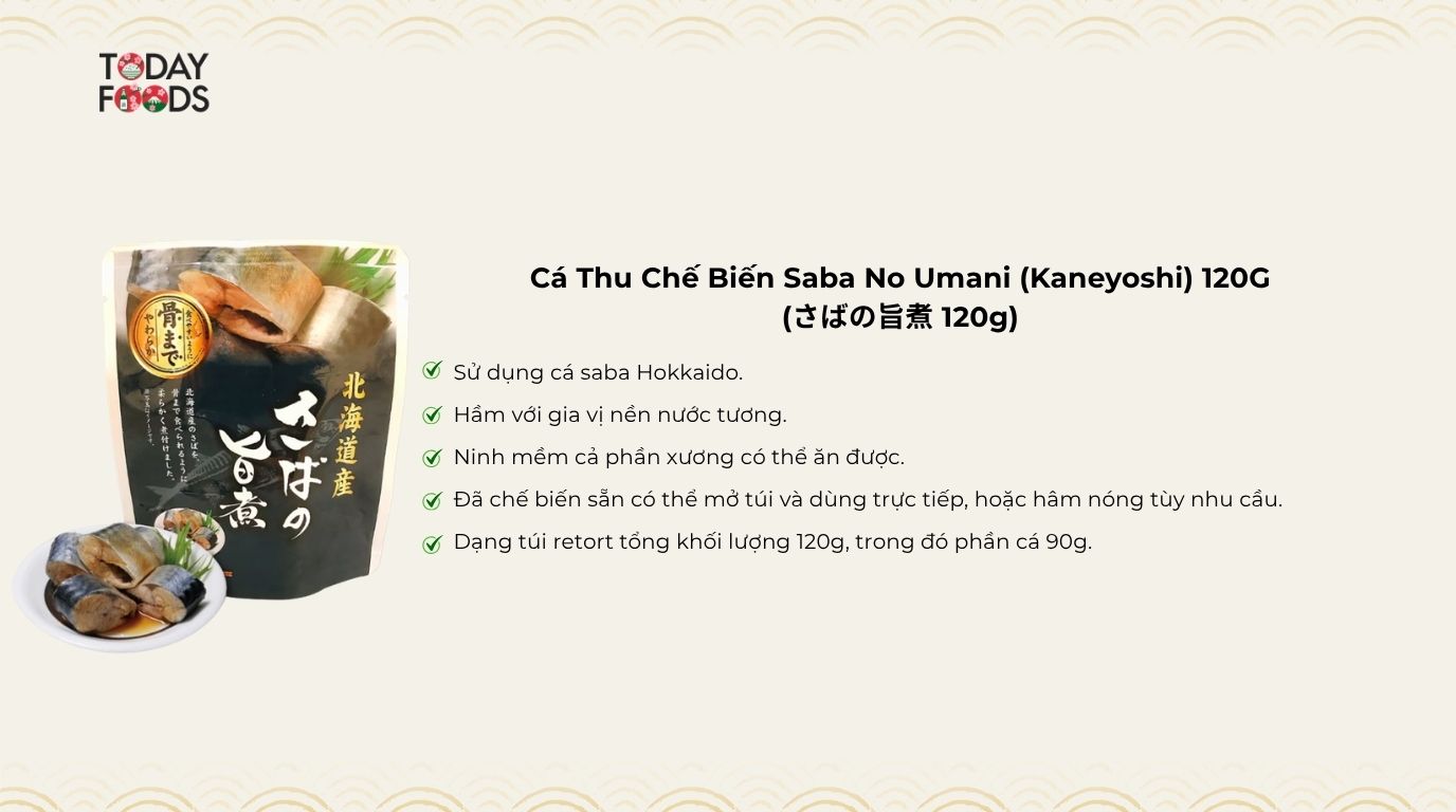 Ưu Điểm Cá Thu Chế Biến Saba No Umani (Kaneyoshi) 120G