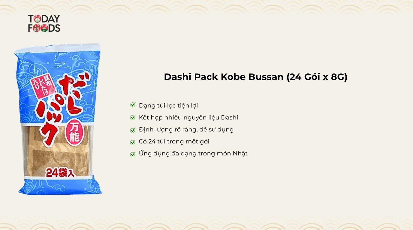 Ưu Điểm Dashi Pack Kobe Bussan (24 Gói x 8G)