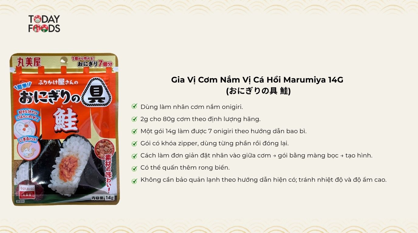 Ưu Điểm Gia Vị Cơm Nắm Vị Cá Hồi Marumiya 14G