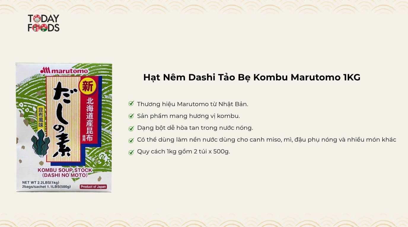 Ưu điểm Hạt Nêm Dashi Tảo Bẹ Kombu Marutomo 1KG
