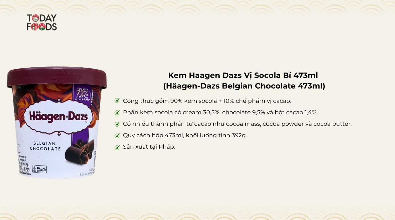 Ưu Điểm Kem Haagen Dazs Vị Socola Bỉ 473ml