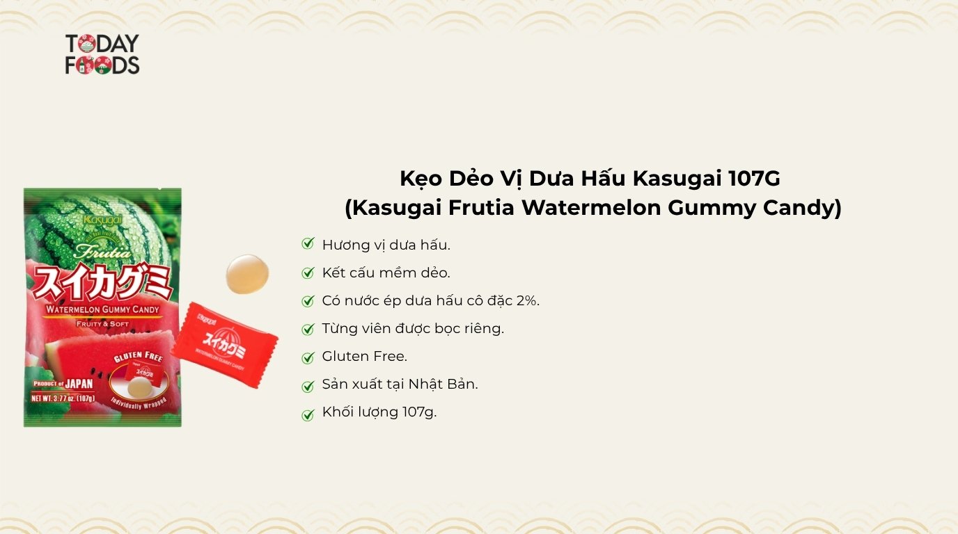 Ưu Điểm Kẹo Dẻo Vị Dưa Hấu Kasugai 107G
