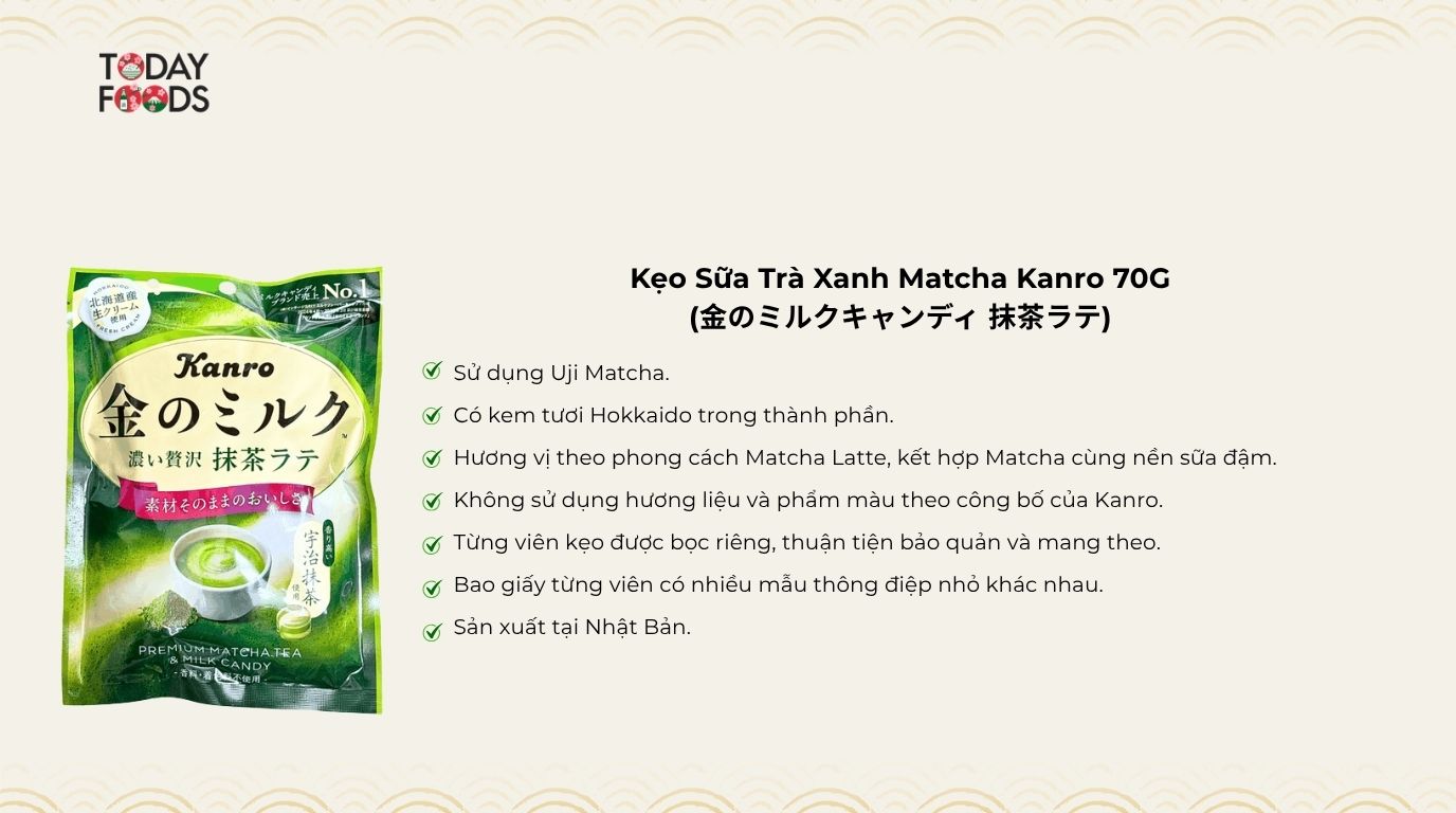 Ưu Điểm Kẹo Sữa Trà Xanh Matcha Kanro