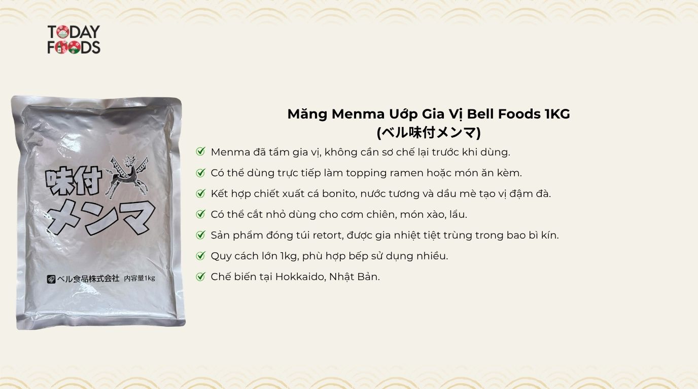 Ưu Điểm Măng Menma Uớp Gia Vị Bell Foods 1KG