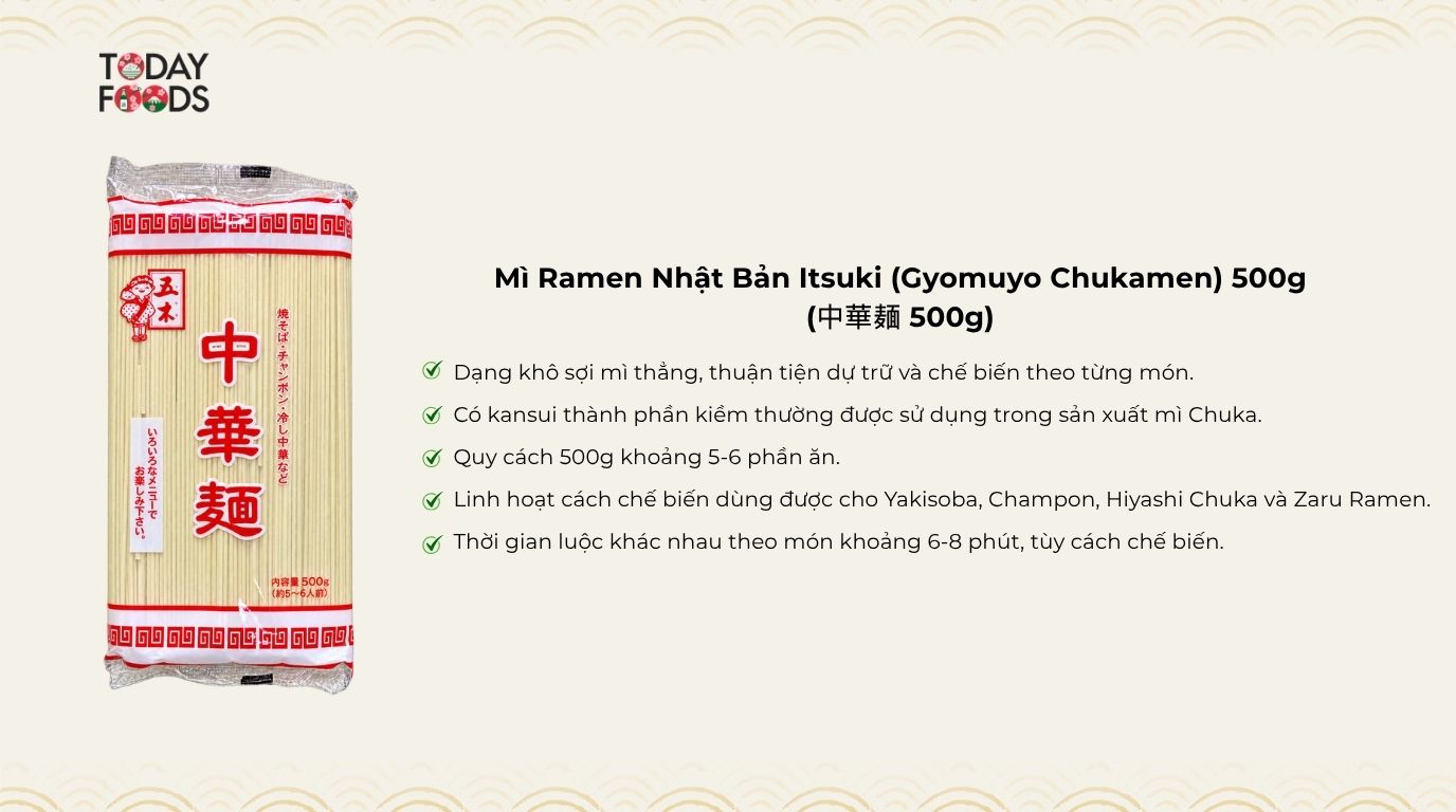 Ưu Điểm Mì Ramen Nhật Bản Itsuki (Gyomuyo Chukamen) 500g