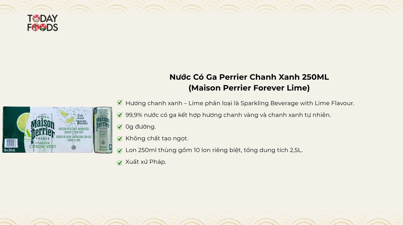 Ưu Điểm Nước Có Ga Perrier Chanh Xanh 250ML