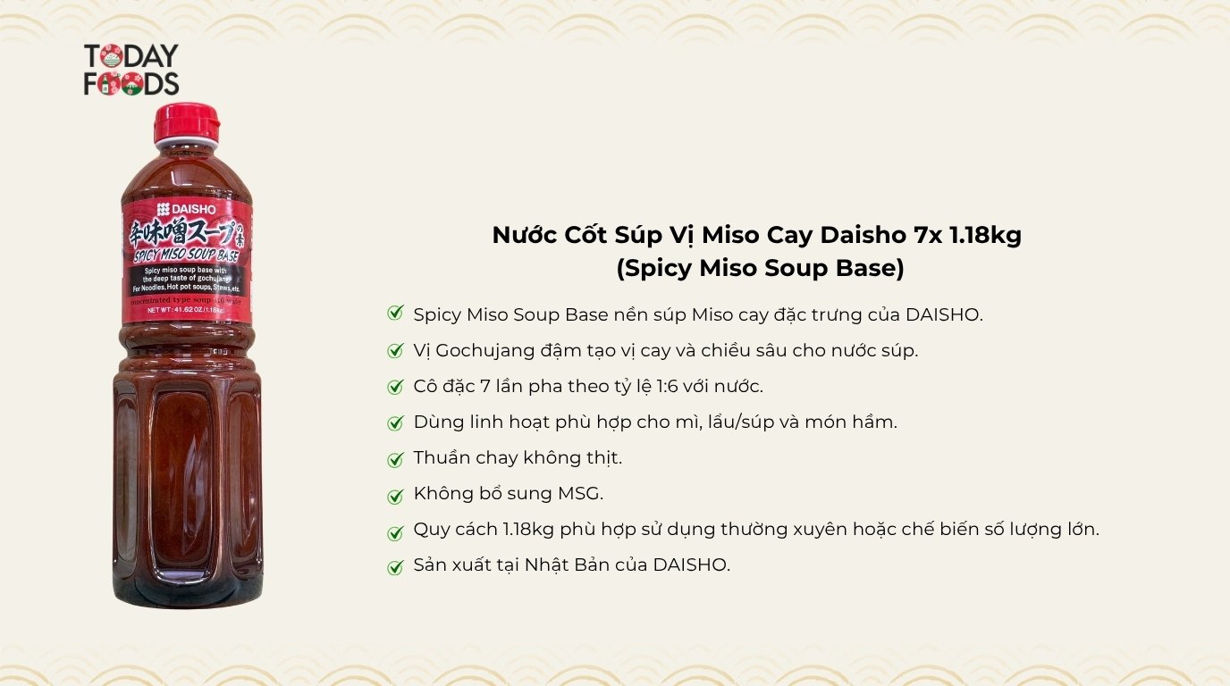 Ưu Điểm Nước Cốt Súp Vị Miso Cay Daisho 7x 1.18kg