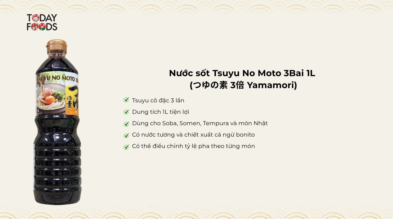 Ưu điểm Nước sốt Tsuyu No Moto 3Bai 1L