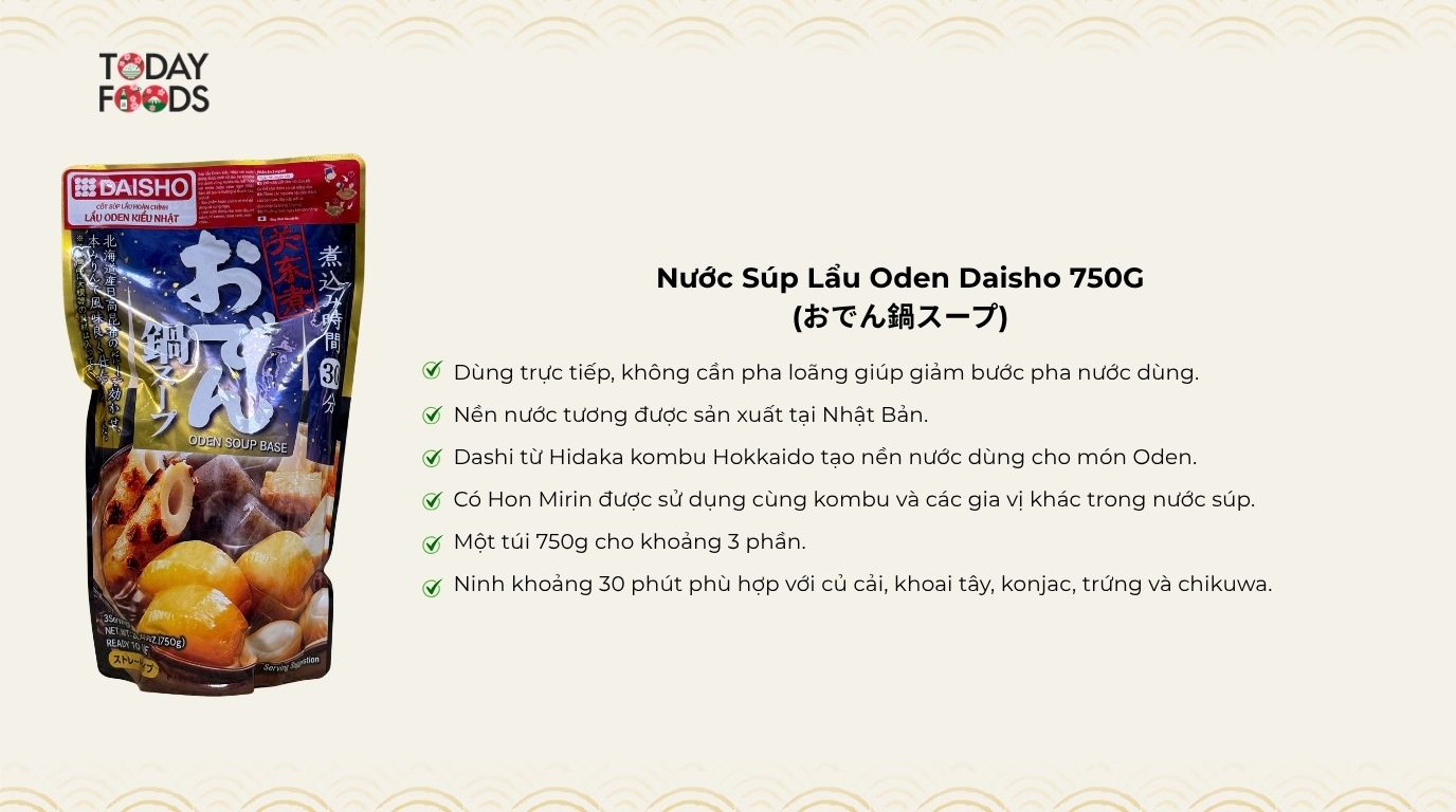 Ưu Điểm Nước Súp Lẩu Oden Daisho 750G