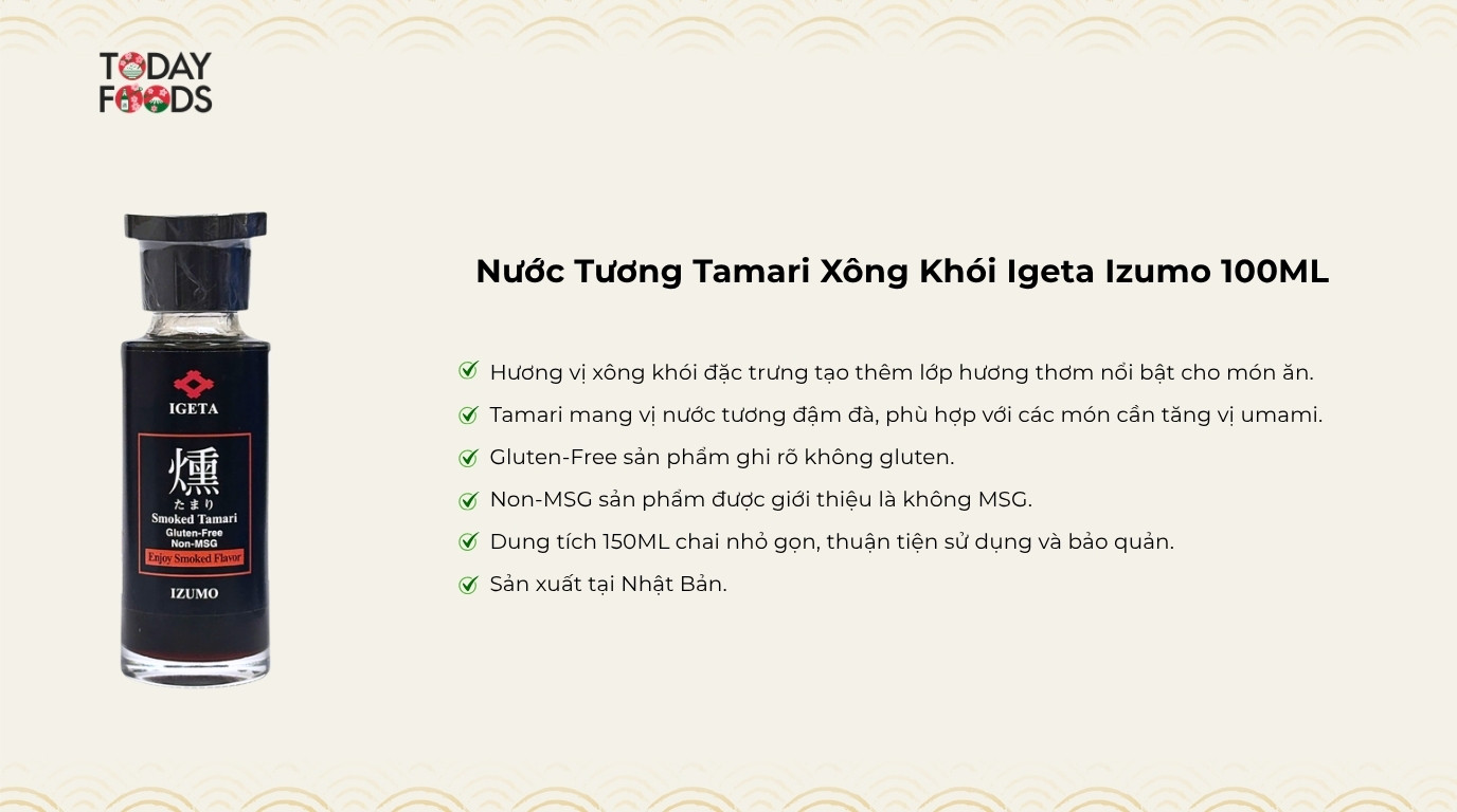 Ưu Điểm Nước Tương Tamari Xông Khói Igeta Izumo 100ML