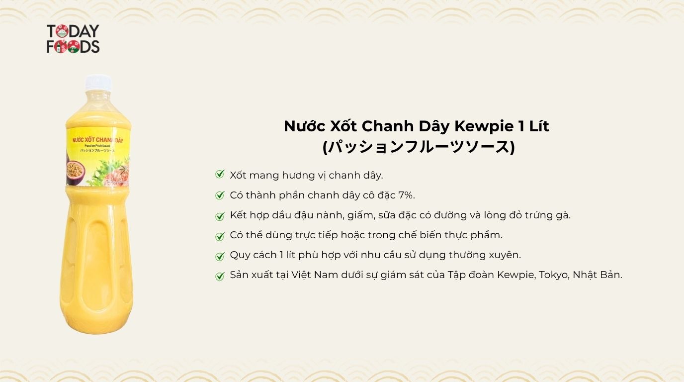 Ưu điểm Nước Xốt Chanh Dây Kewpie 1 Lít
