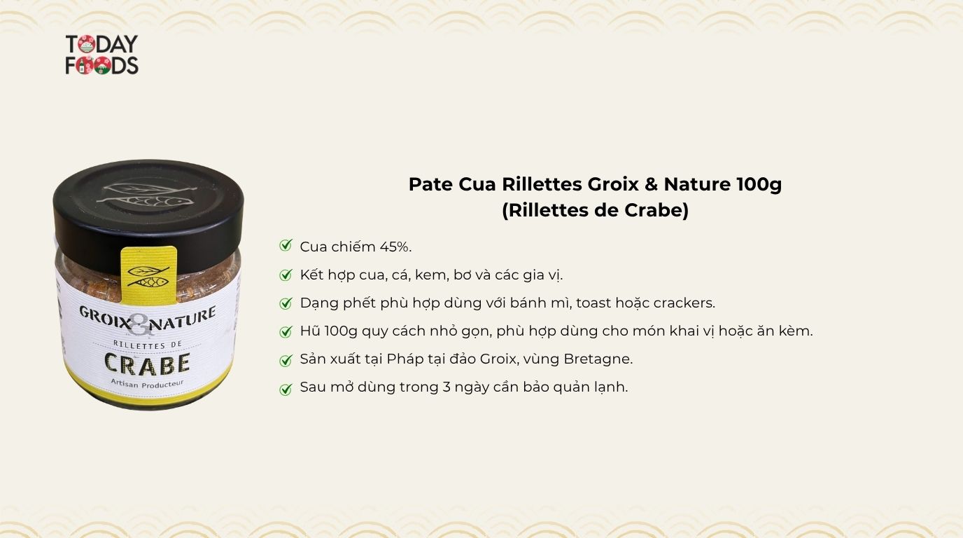Ưu Điểm Pate Cua Rillettes Groix & Nature 100g