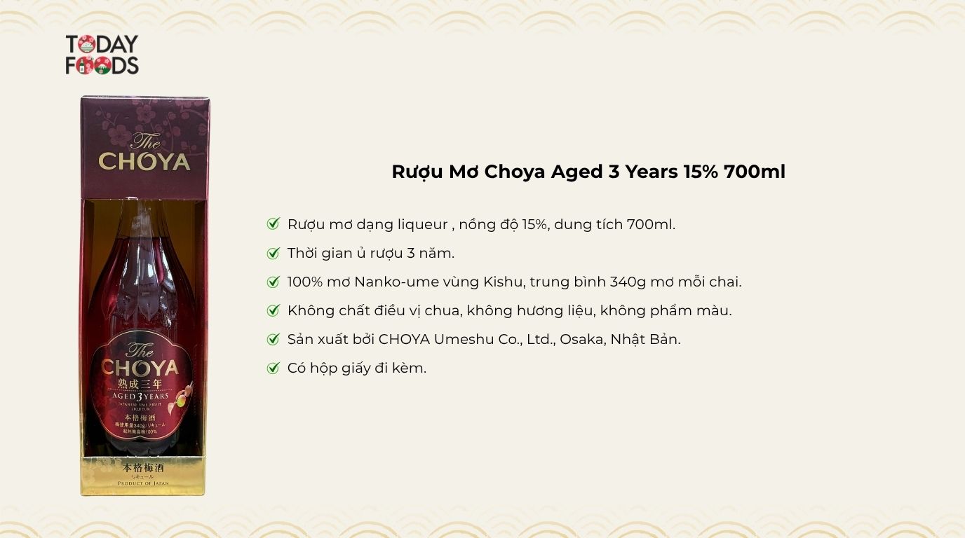 Ưu Điểm Rượu Mơ Choya Aged 3 Years 15% 700ml