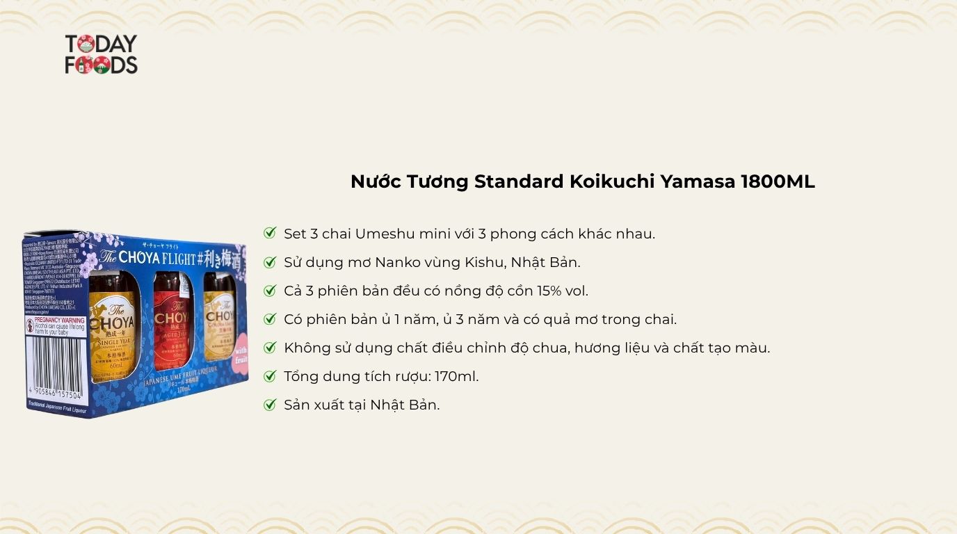 Ưu Điểm Rượu Mơ CHOYA Flight 15% 170ml (3 Chai Mini)