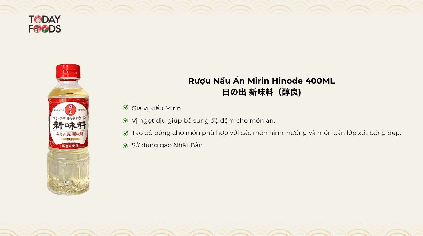 Ưu Điểm Rượu Nấu Ăn Mirin Hinode 400ML