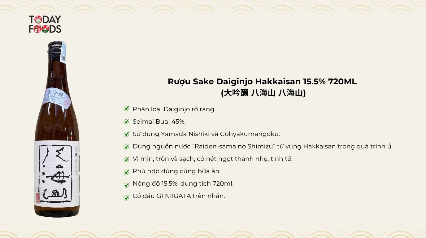 Ưu Điểm Rượu Sake Daiginjo Hakkaisan 15.5% 720ML