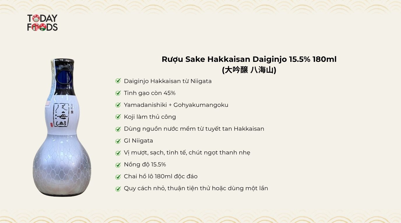 Ưu Điểm Rượu Sake Hakkaisan Daiginjo 15.5% 180ml