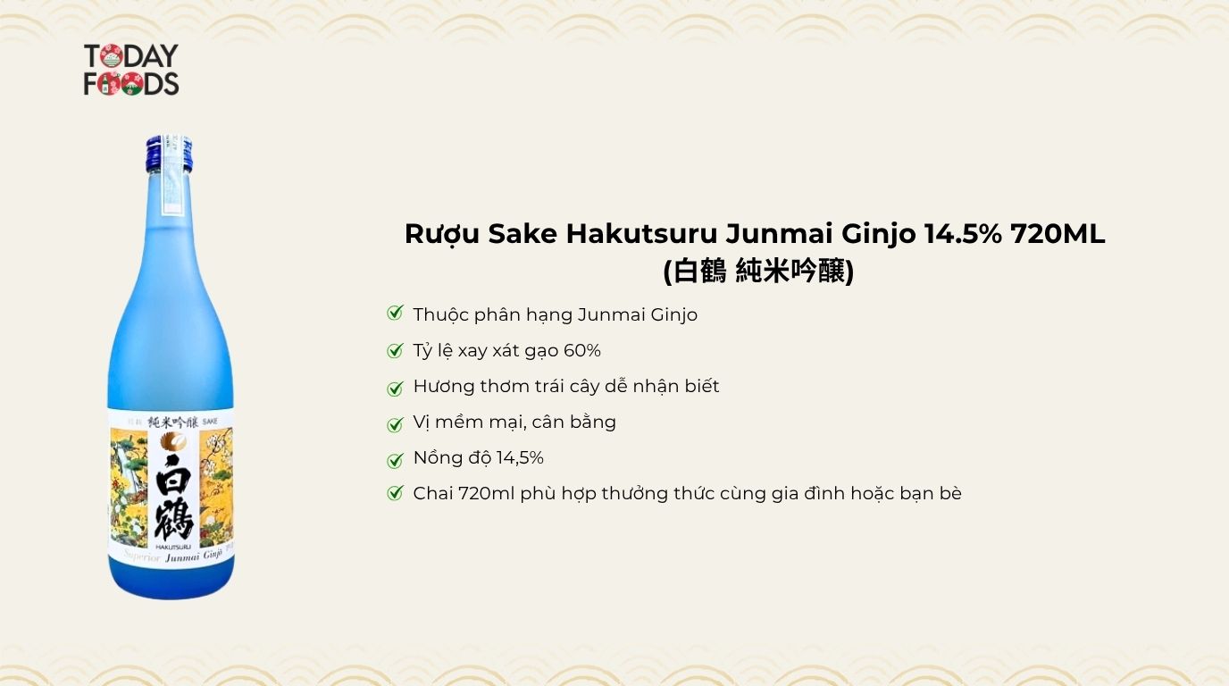 Ưu điểm Rượu Sake Hakutsuru Junmai Ginjo 14.5% 720ML