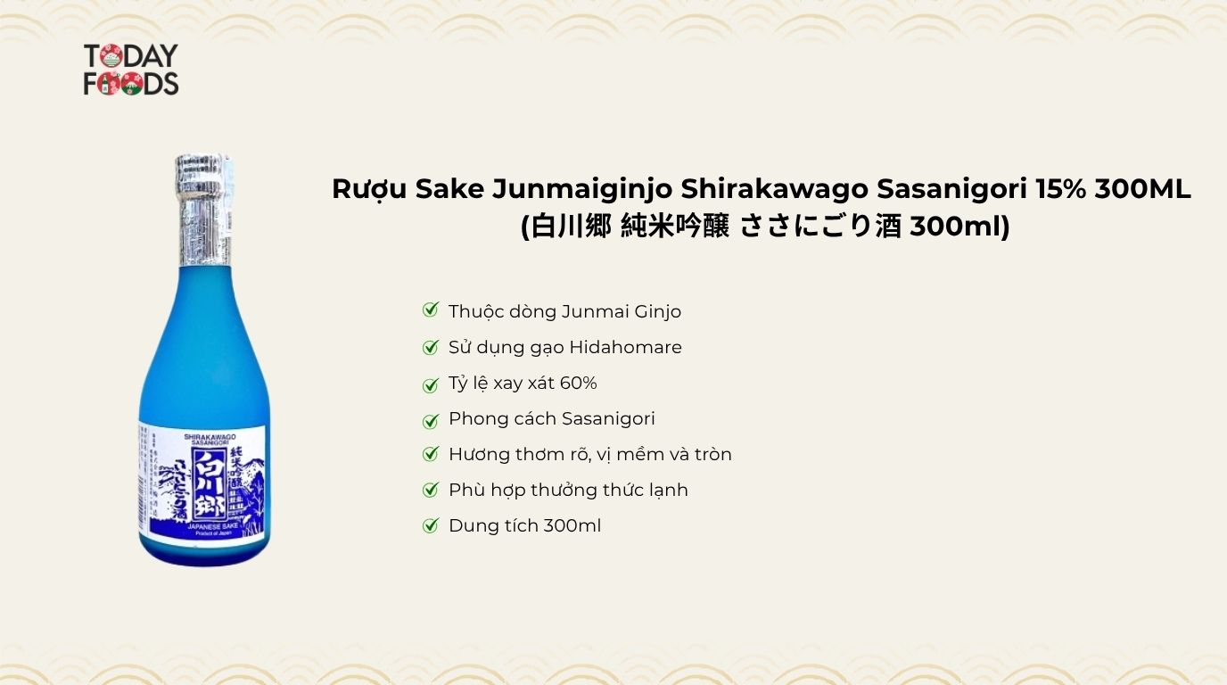 Ưu điểm Rượu Sake Junmaiginjo Shirakawago Sasanigori 15% 300ML