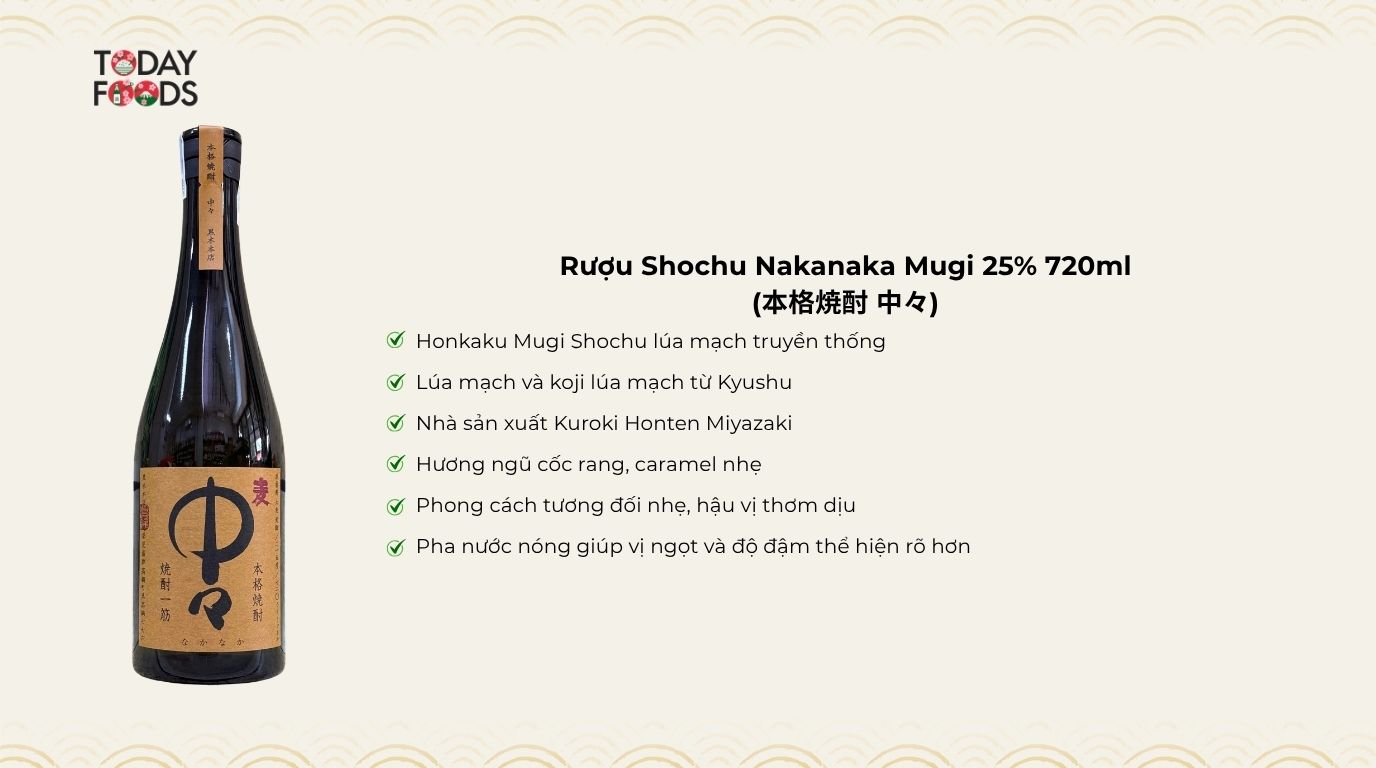 Ưu Điểm Rượu Shochu Nakanaka Mugi 25% 720ml