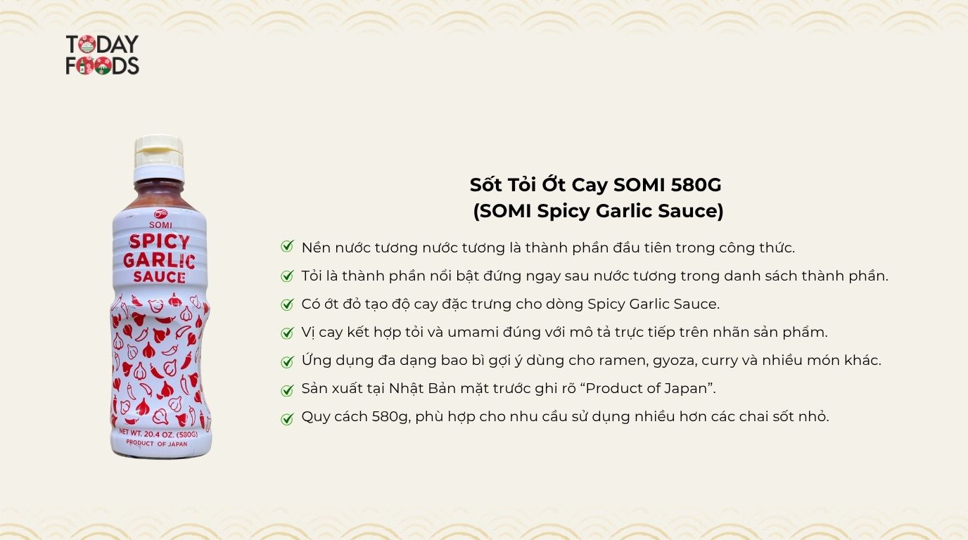 Ưu Điểm Sốt Tỏi Ớt Cay Somi Spicy Garlic Sauce 580G