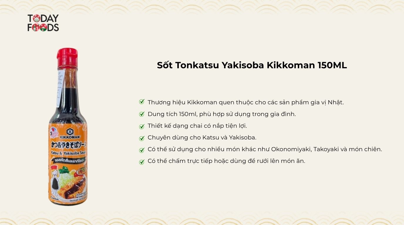 Ưu điểm Sốt Tonkatsu Yakisoba Kikkoman 150ML