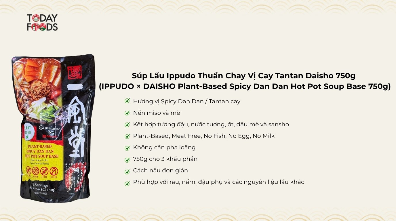 Ưu Điểm Súp Lẩu Ippudo Thuần Chay Vị Cay Tantan Daisho 750g