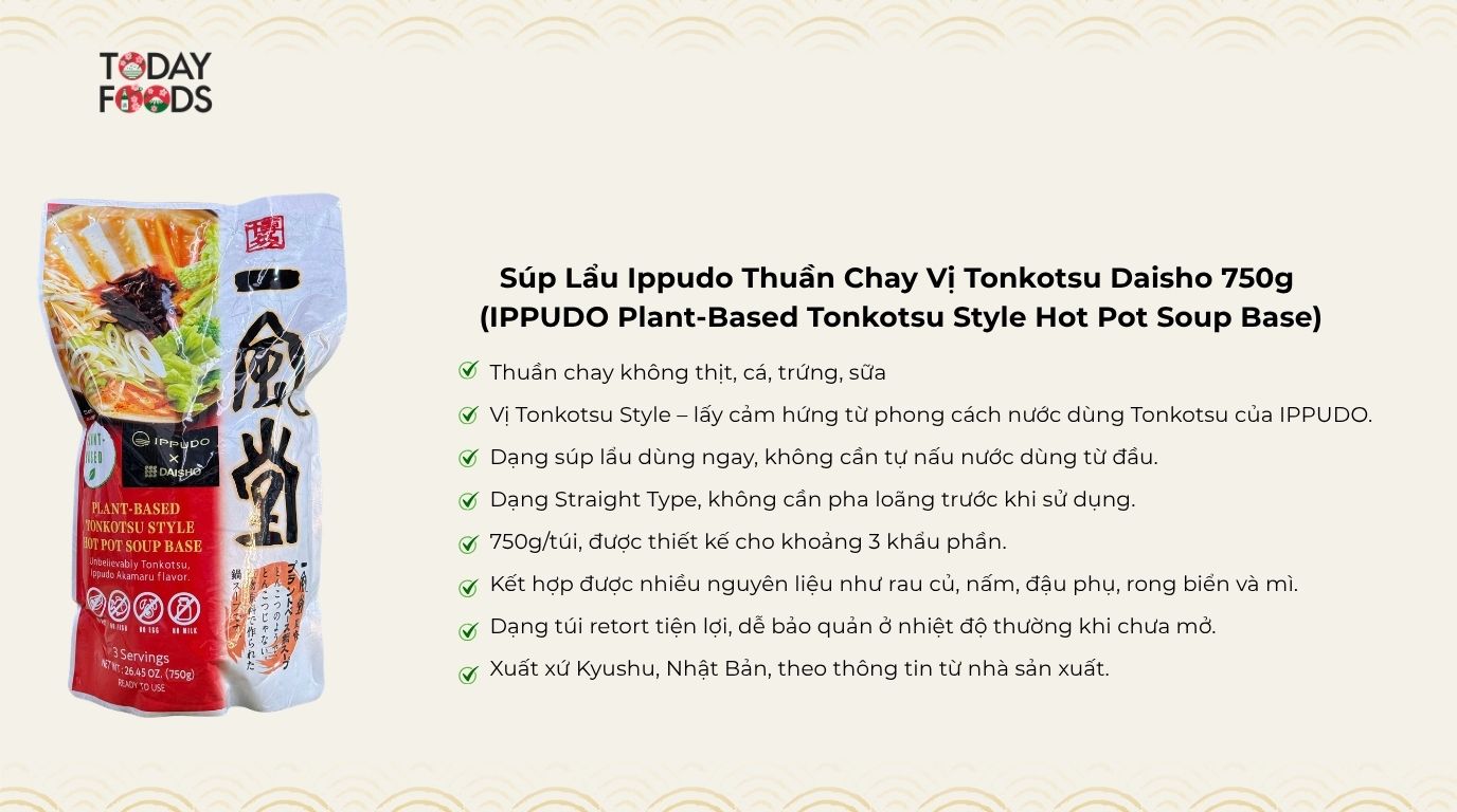Ưu Điểm Súp Lẩu Ippudo Thuần Chay Vị Tonkotsu Daisho 750g
