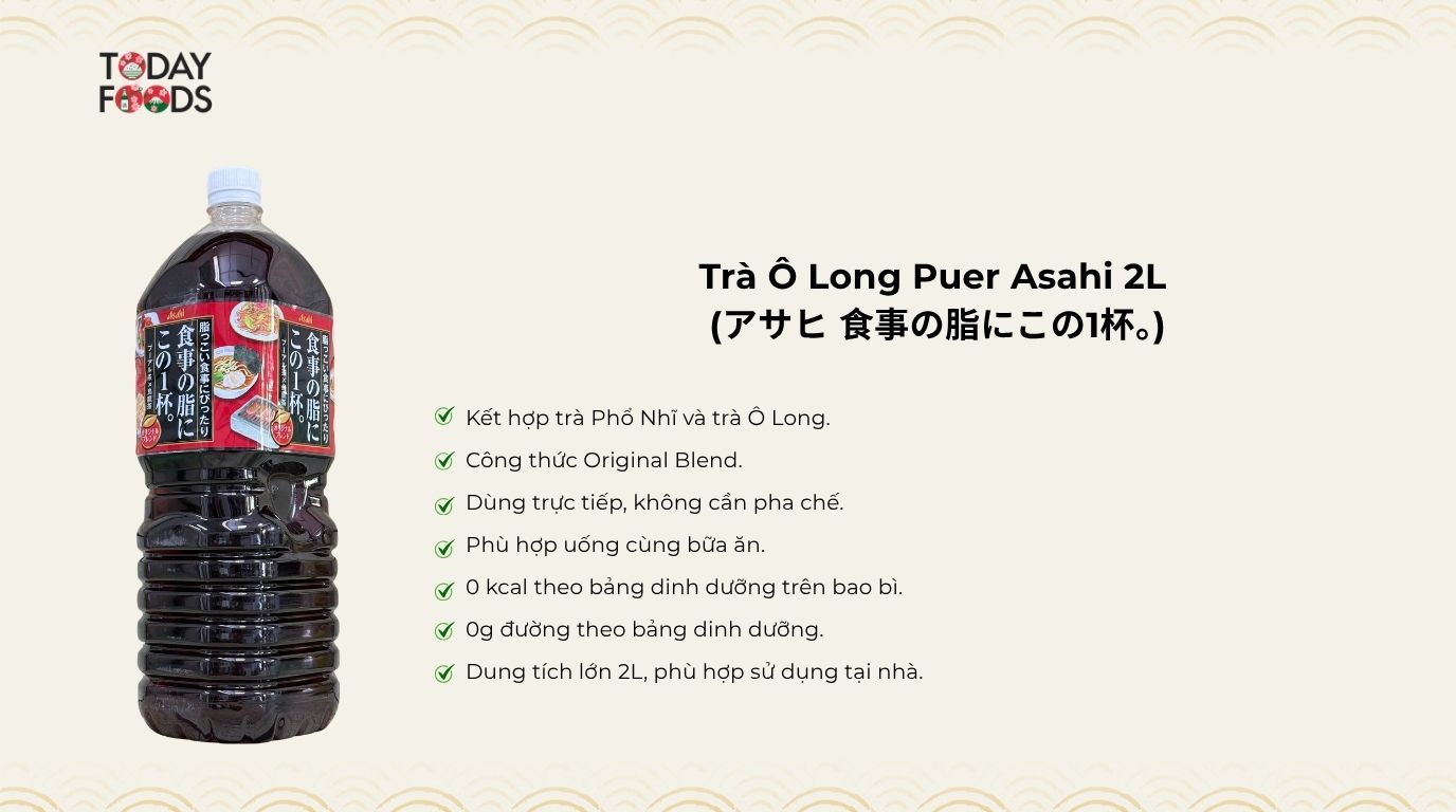 Ưu Điểm Trà Ô Long Puer Asahi 2L