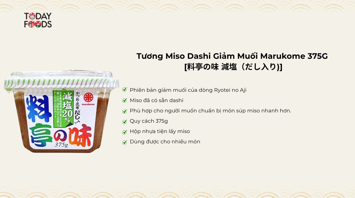 Ưu điểm Tương Miso Dashi Giảm Muối Marukome 375G
