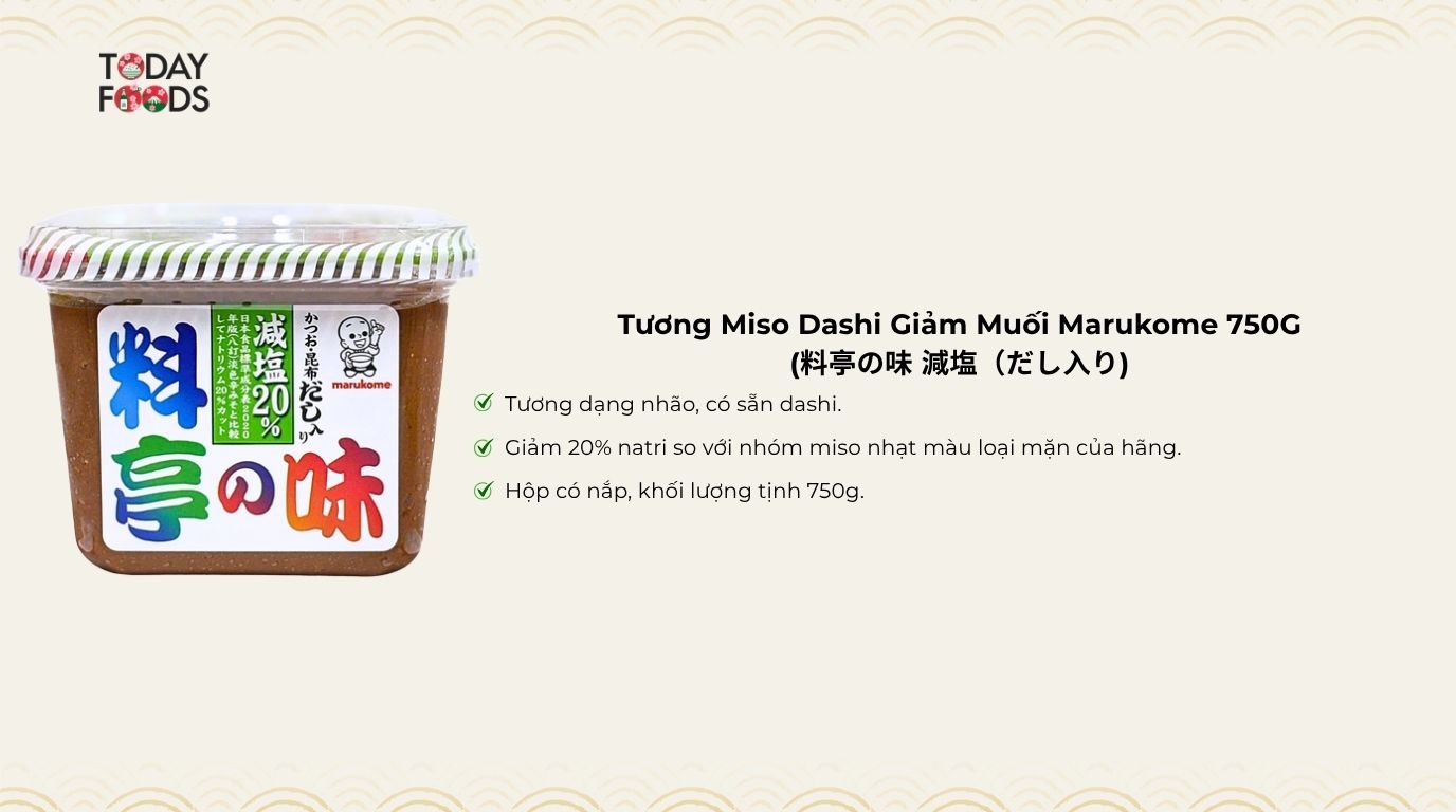 Ưu Điểm Tương Miso Dashi Giảm Muối Marukome 750G