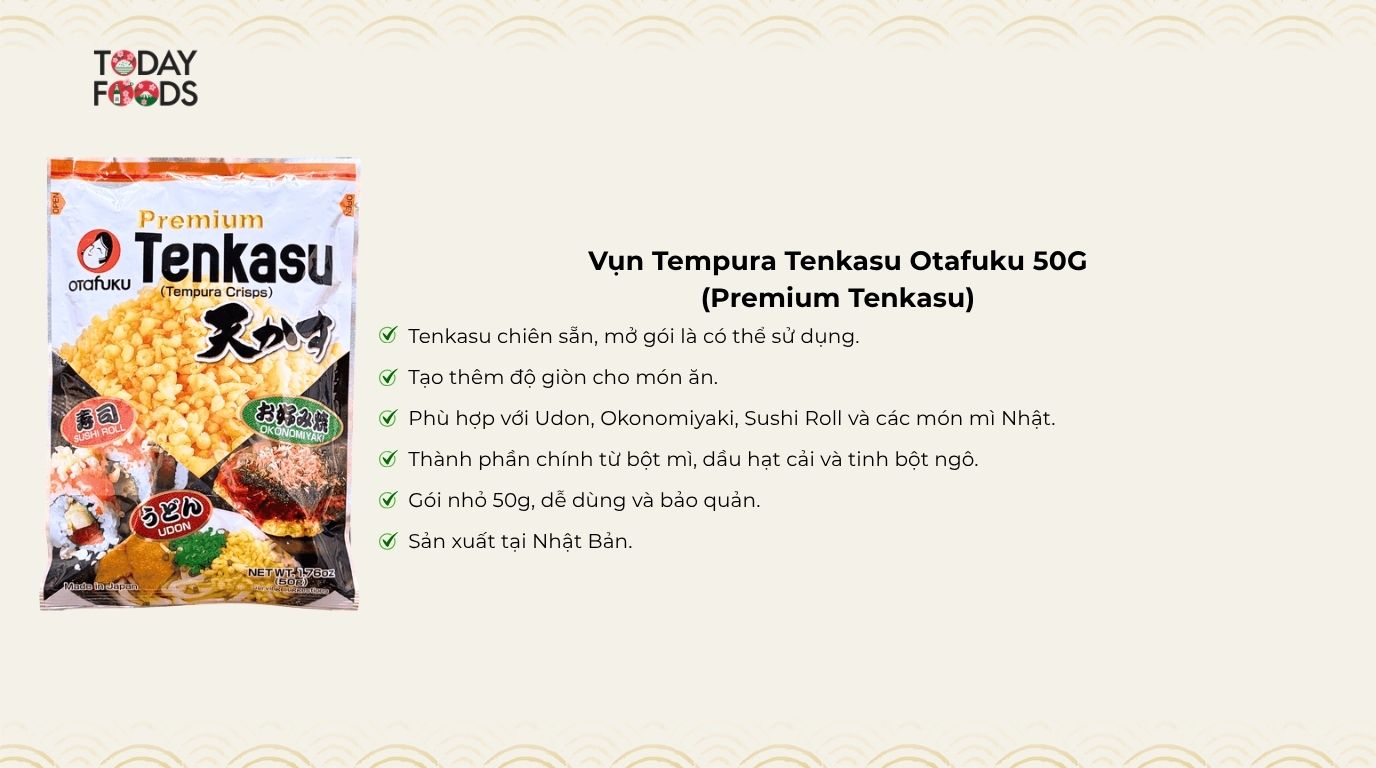 Ưu Điểm Vụn Tempura Tenkasu Otafuku 50G