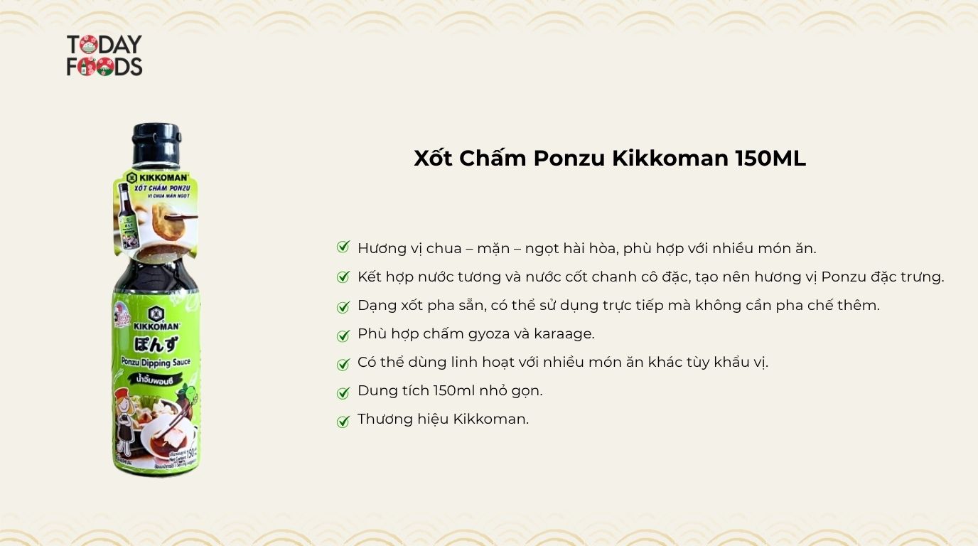 Ưu điểm Xốt Chấm Ponzu Kikkoman 150ML