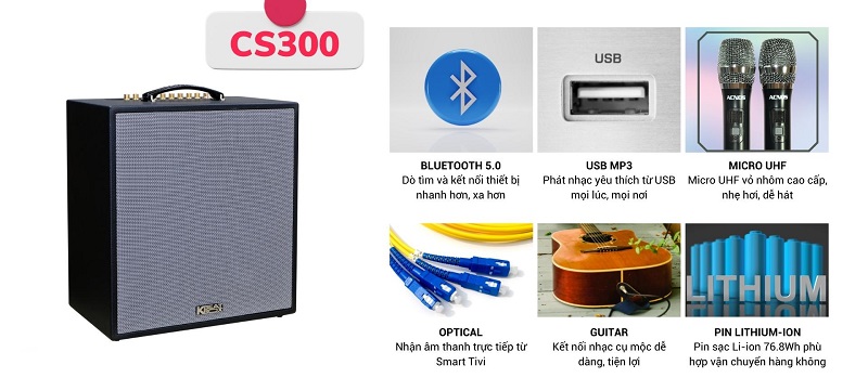 Loa Acnos CS300 trang bị micro karaoke