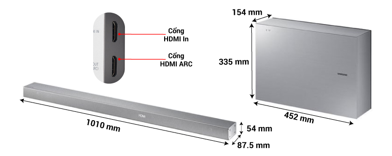 Loa thanh Samsung HW-K551 cấu hình mạnh mẽ