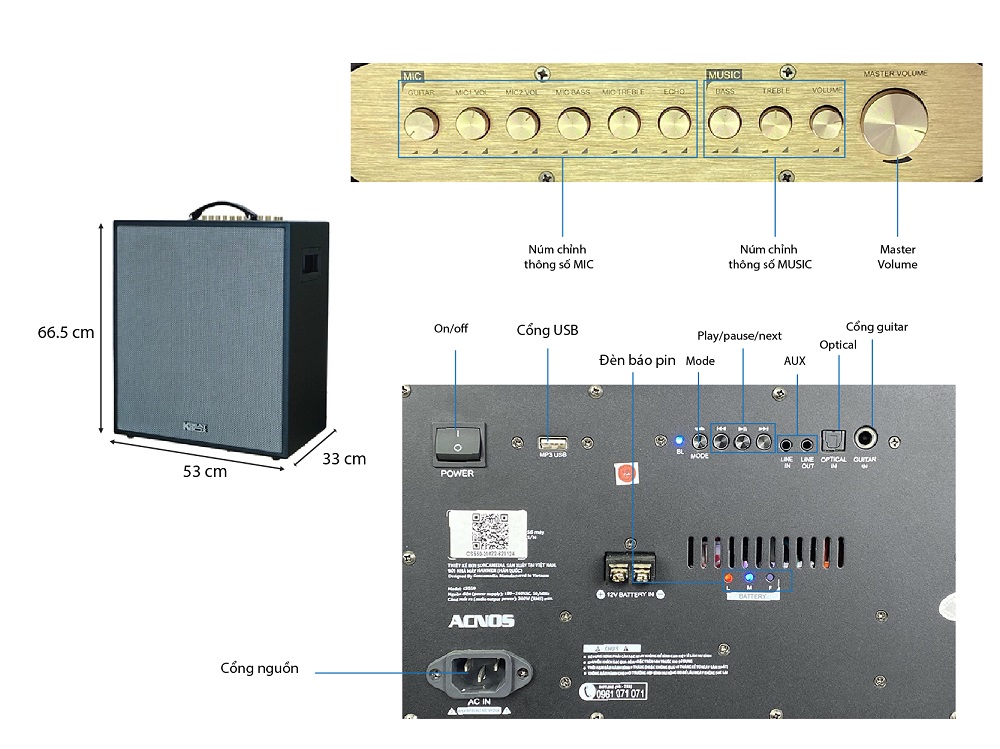 Thông số kỹ thuật loa Acnos CS550SR