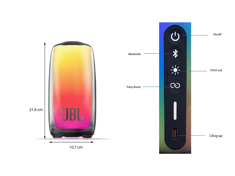 Thông số kỹ thuật loa Bluetooth JBL Pulse 5