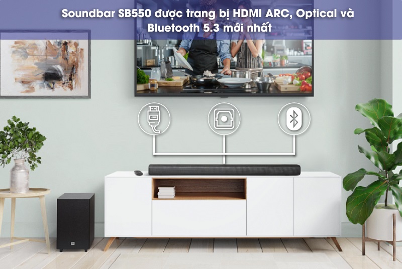 các cổng kết nối trên soundbar jbl sb550