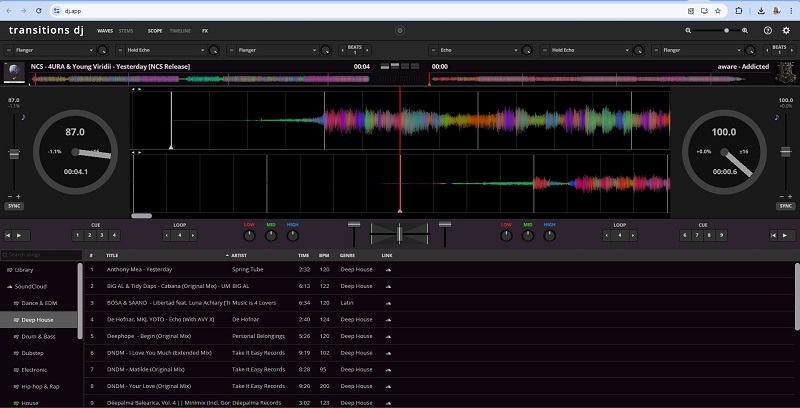 giao diện mix nhạc transittion dj